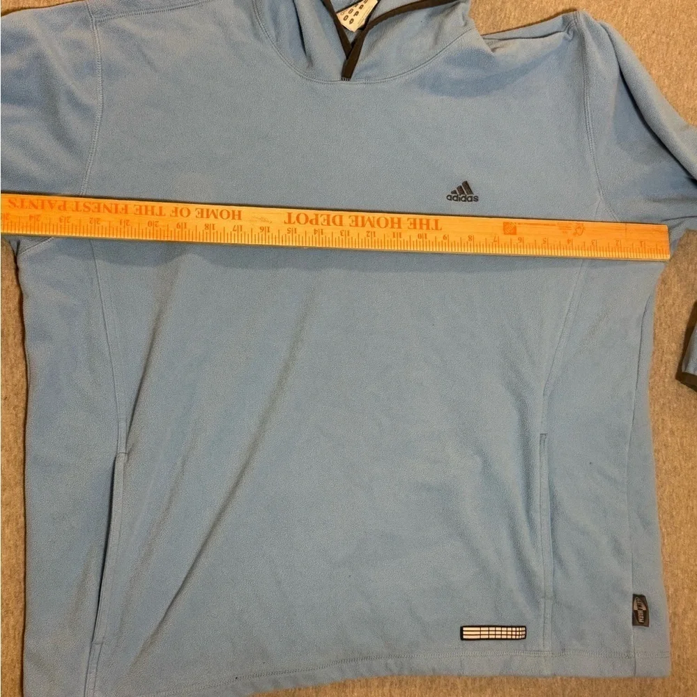 Adidas Fleece Pullover Men’s Size Large Light Blue Black Trim Y2K Logo Winter